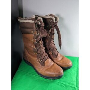 Timberland Mount Hope Brown Leather Waterproof Faux Fur Lined Boots Womens US 10